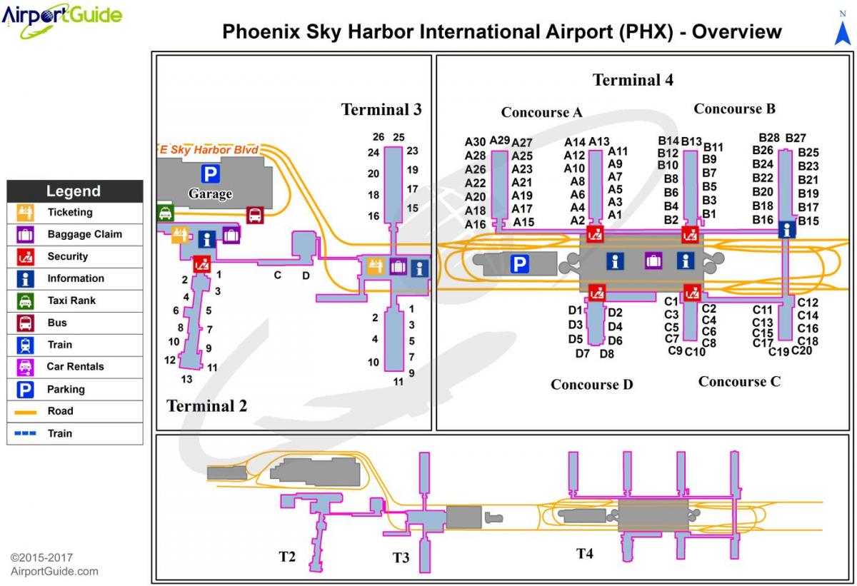 mapa ng Phoenix sky harbor airport