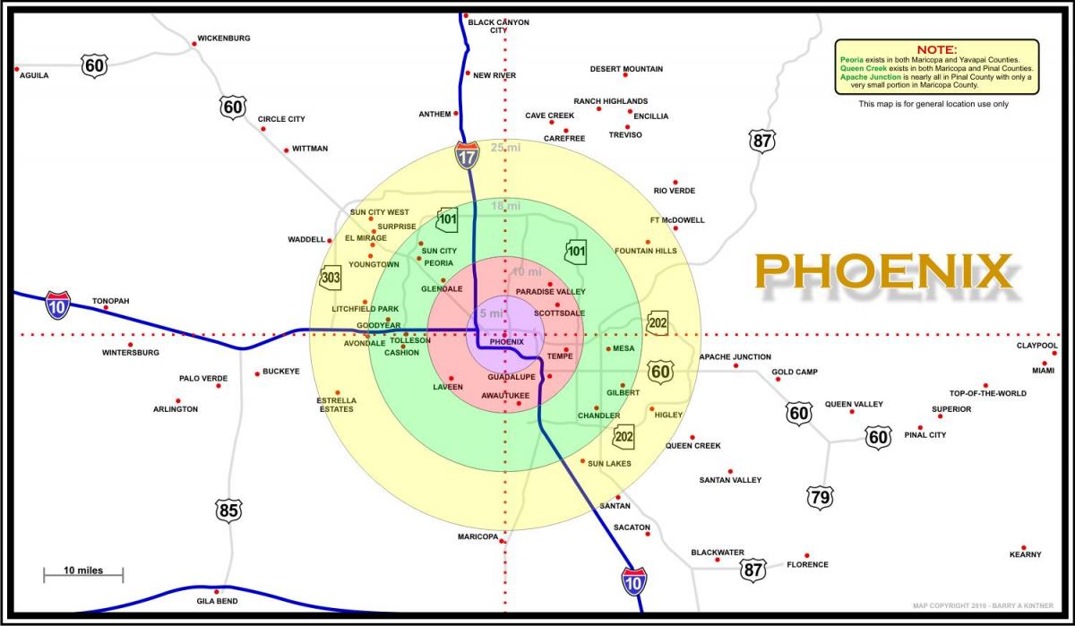 mapa ng mga lugar ng Phoenix