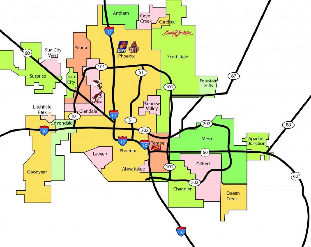 Phoenix lugar ng metro mapa