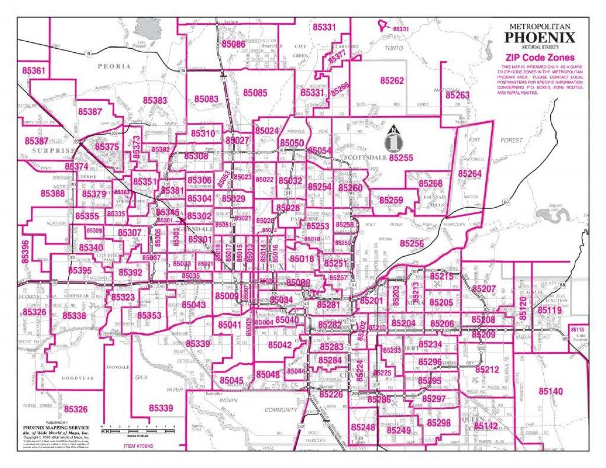 Phoenix mapa ng zip code