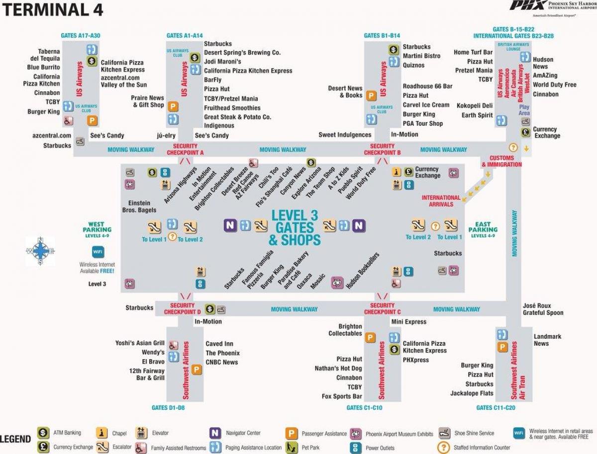 Phoenix airport mapa terminal 4