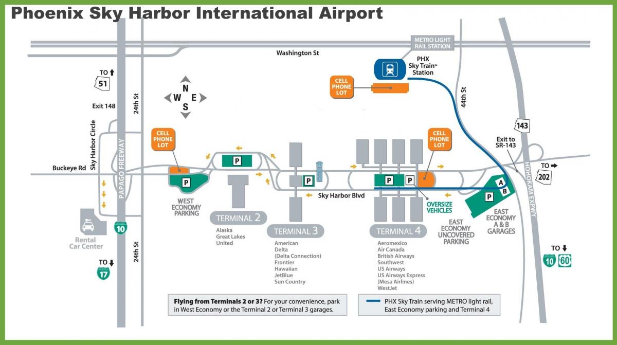 mapa ng Phoenix airport
