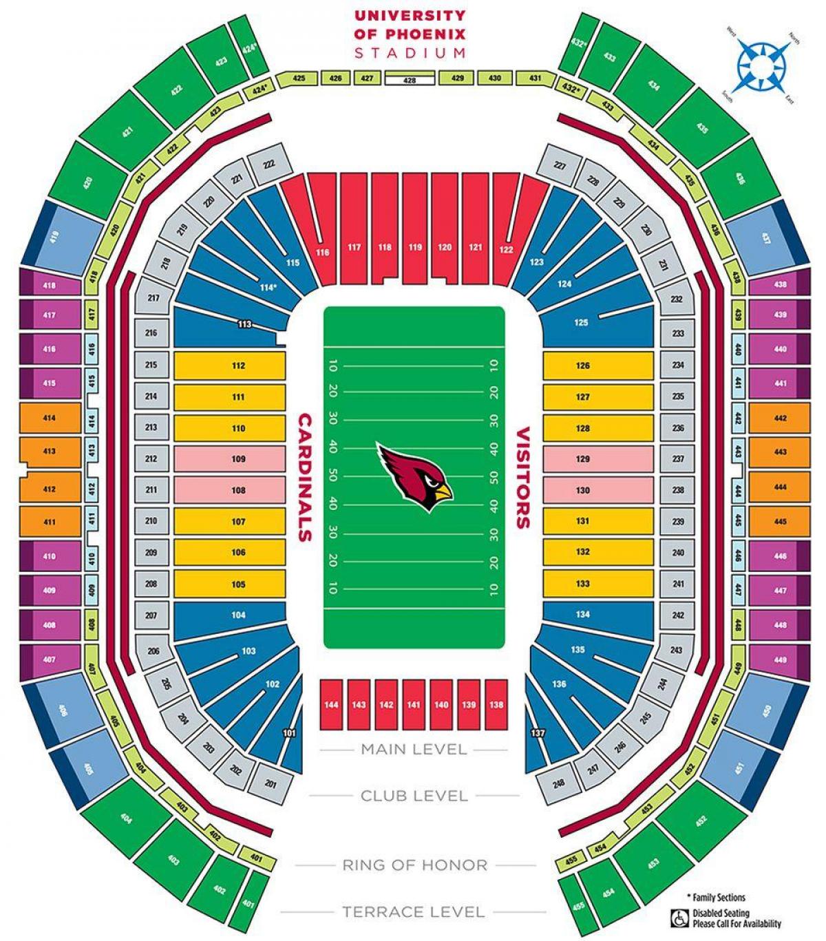 mapa ng unibersidad ng Phoenix stadium