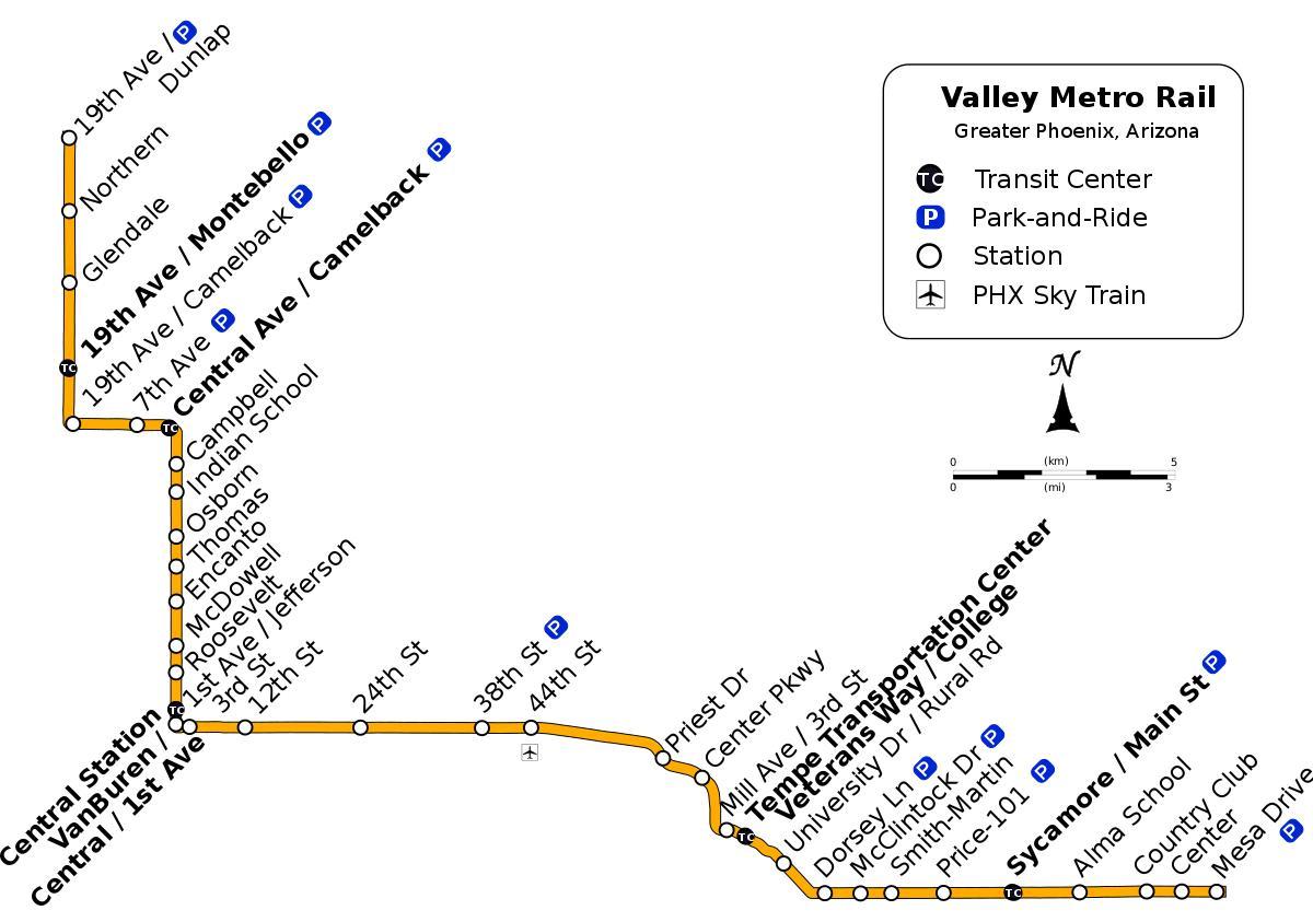Valley metro bus ruta ng mapa